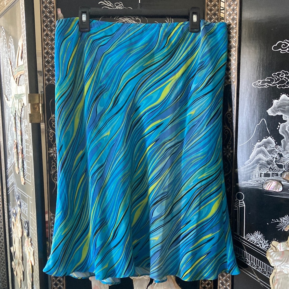 Sandra Vibrant Blue and Green Swirl Skirt